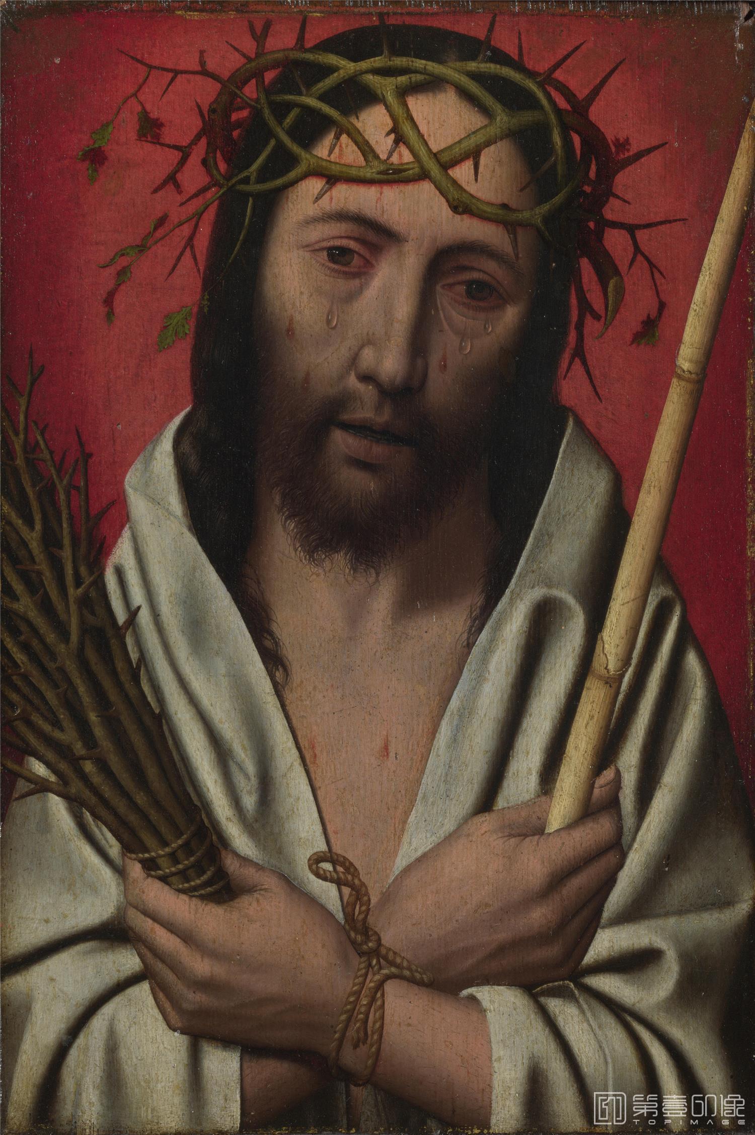 油画-大英博物馆藏画-Style of Jan Mostaert - Christ Crowned with Thorns-2223